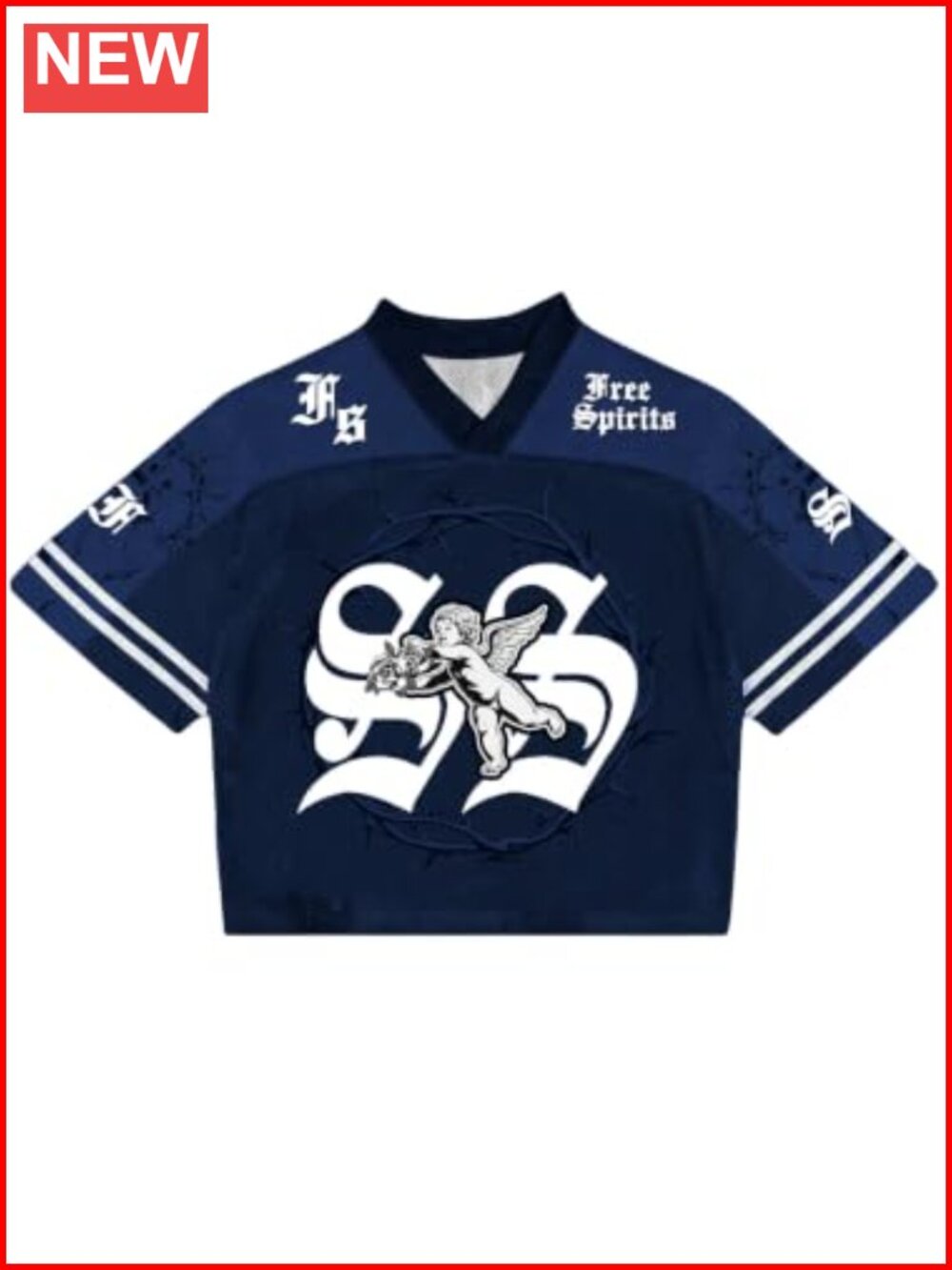 Men's Y2k Jersey Shirt V Neck Number Graphic Tee Loose Fit Streetwear